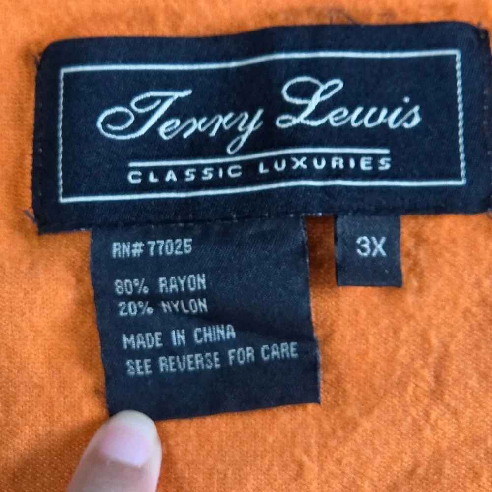 Terry‎ Lewis Knit Tank Top Women 3X Orange Rayon Blend Sleeveless Scoop Neck